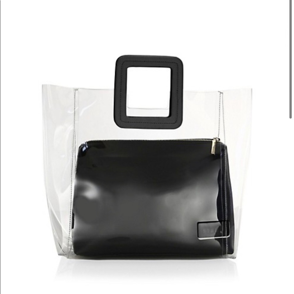 Staud Shirley pvc black leather tote bag
